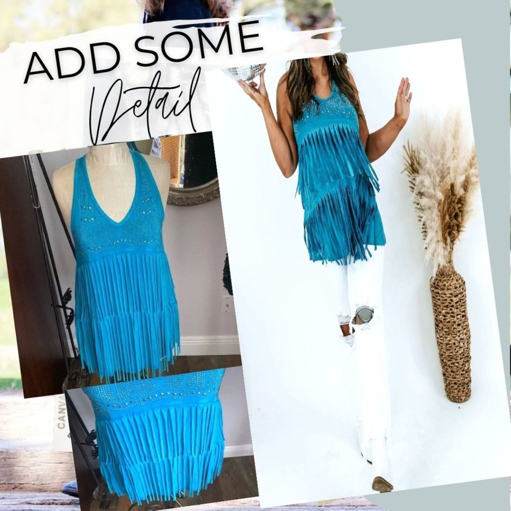 BULLY Dangling FRINGE & BLING Inset TANK TOP Embellished Gem T-SHIRT Price CHEAP